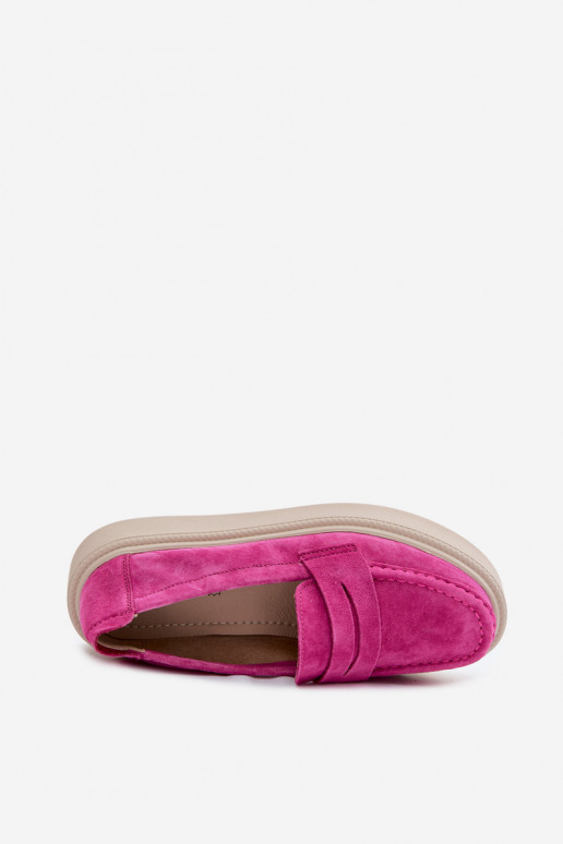 Roze faux suede platform mocassins Vinceza 79594