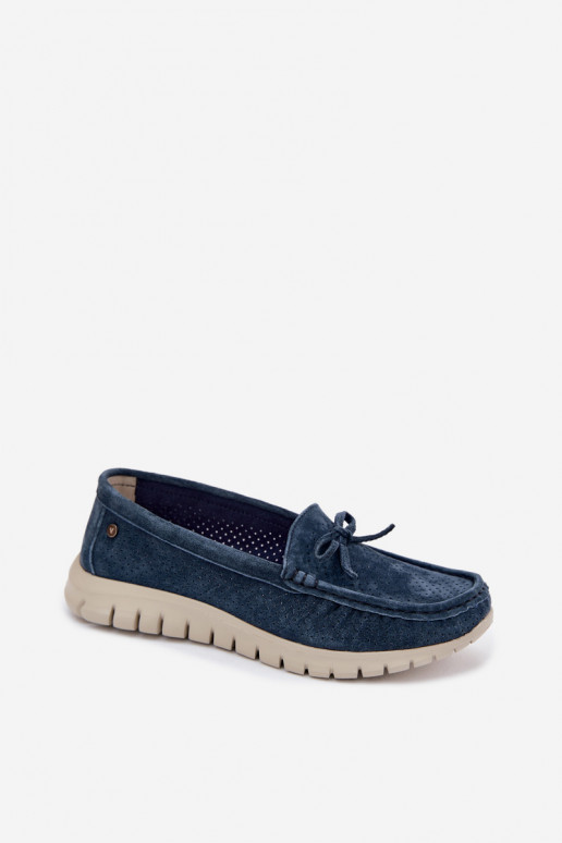 dames mocassinsOpturalnego van suèdeu met linten Vinceza 95401 donkerblauIn
