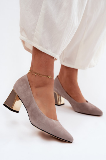Sandfarbene Kunstveloursleder High Heels Vinceza 66921 2