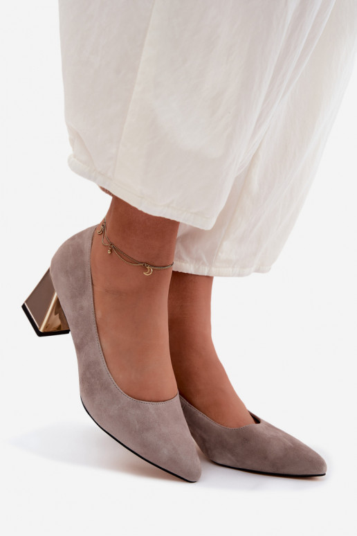 Sandfarbene Kunstveloursleder High Heels Vinceza 66921
