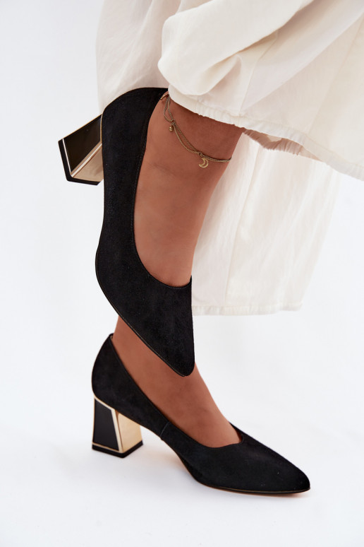 Schwarze Kunstveloursleder High Heels Vinceza 66921