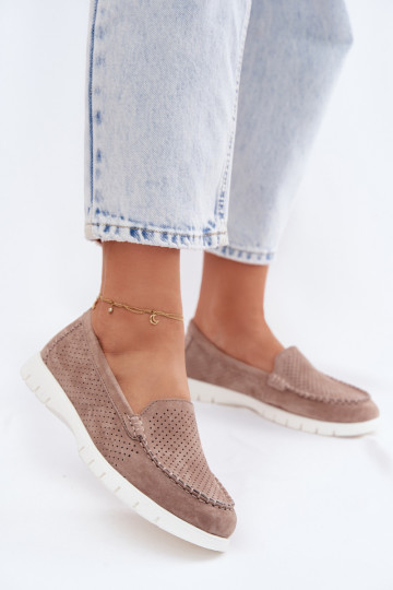 dames mocassinsOpturalnego van suèdeu Vinceza 95360 beige