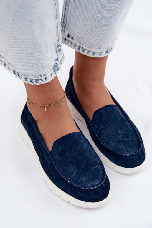 Mocassins en faux daim bleu foncé pour femmes Vinceza 95360