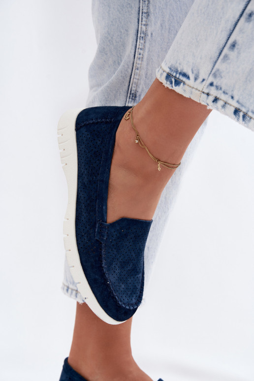 mocassins pour femmesActivéturalnego en daimu Vinceza 95360 bleu foncé