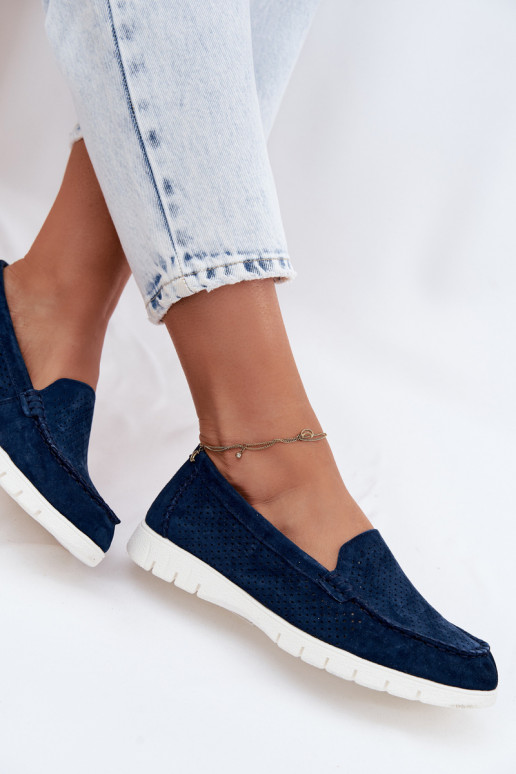 Mocassins en faux daim bleu foncé pour femmes Vinceza 95360