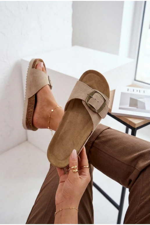 Chaussons en daim sable pour femmes avec boucles Emiline