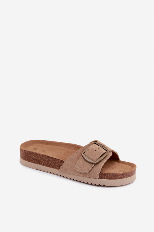 Chaussons en daim sable pour femmes avec boucles Emiline