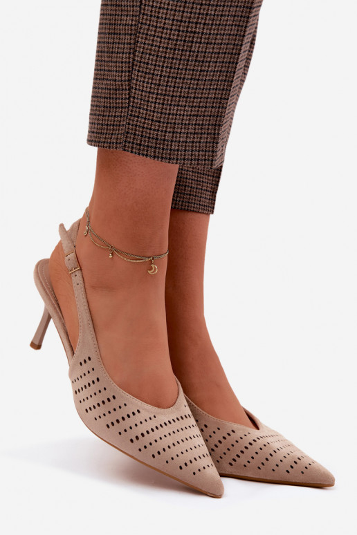 Durchbrochene Sandalen Feminin mit dünnen AbsätzenImitacji aus INildlederu Beige Torielle