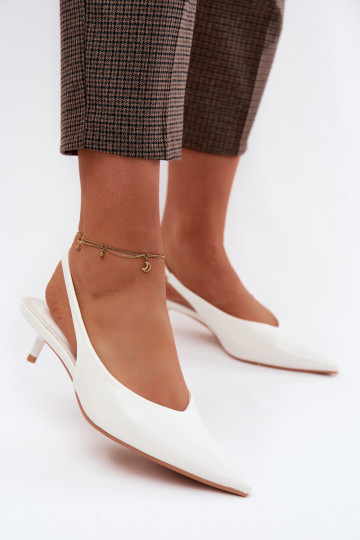 Sandales laquées pour femmeImitacji Skóry avec des talons couleur blanche Averelle 2
