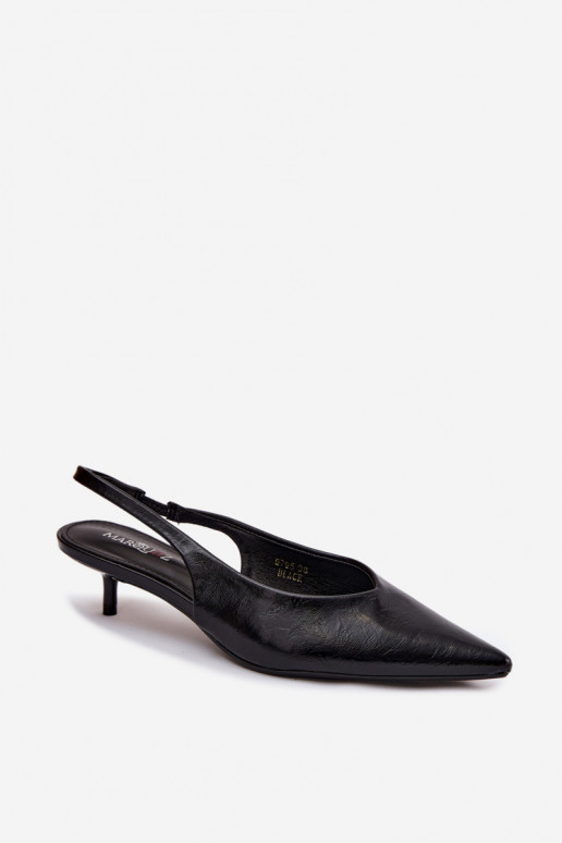 Zwarte gelakte sandalen met faux leren hakken Averelle