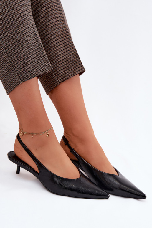 Lackierte Sandalen für DamenImitacji Skóry mit Absätzen schZuarze Farbe Averelle