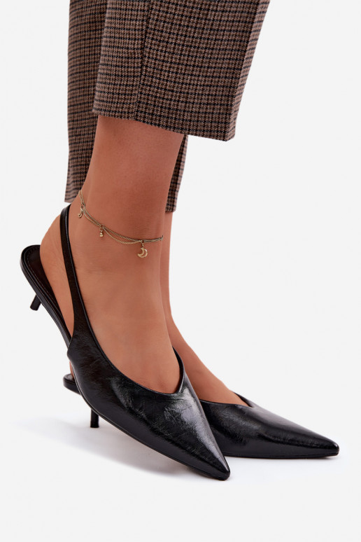 Lackierte Sandalen für DamenImitacji Skóry mit Absätzen schZuarze Farbe Averelle