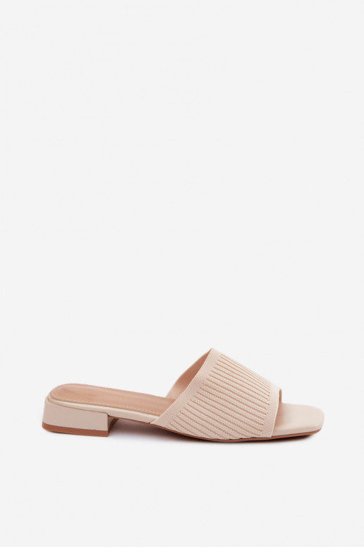  Damenhausschuhe mit breiten Absätzen elfenbeinfarbe Belissea