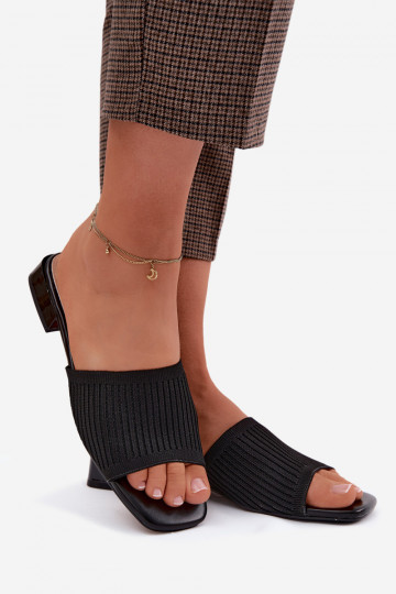 Zwarte dames slippers met brede hakken Belissea