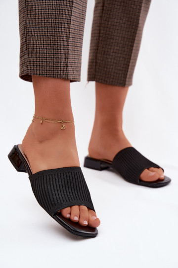 Zwarte dames slippers met brede hakken Belissea 2