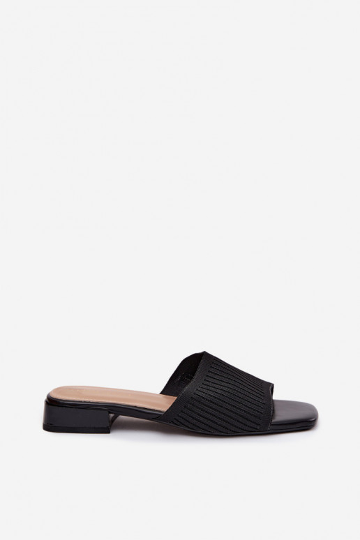 Zwarte dames slippers met brede hakken Belissea