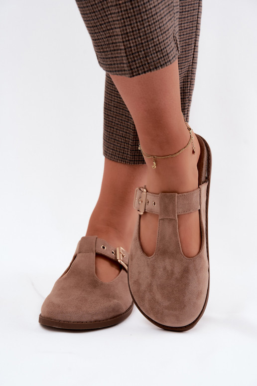 Chaussons pour femmes en daim synthétique couleur sable Melvia