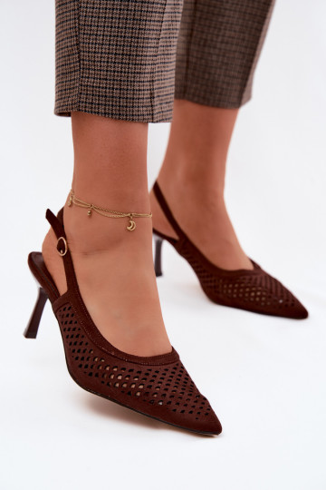 Durchbrochene Sandalen Feminin mit dünnen AbsätzenImitacji aus INildlederu CzekoladoZue Velvia 2