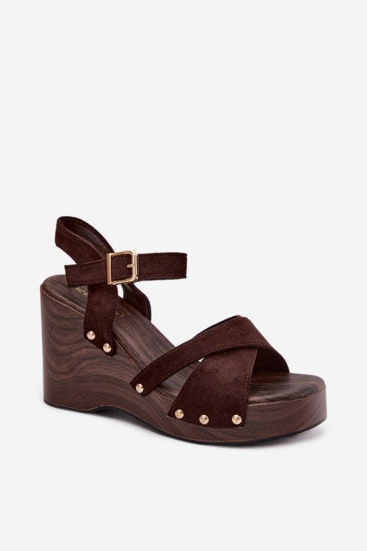 Dames sandalen met platform Ze gouden kleurmi Studs CzekoladoIne Velvra