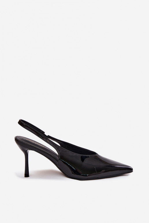 Escarpins laqués en simili cuir noir Norvra