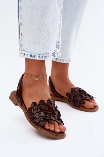 Dames sandalen met brede hakken Zazoo 40468 in chocolade