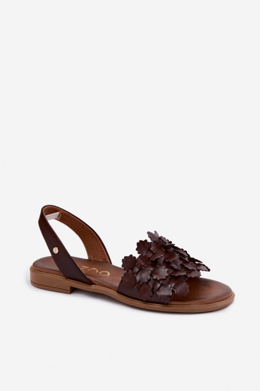 Dames sandalen met brede hakken Zazoo 40468 in chocolade