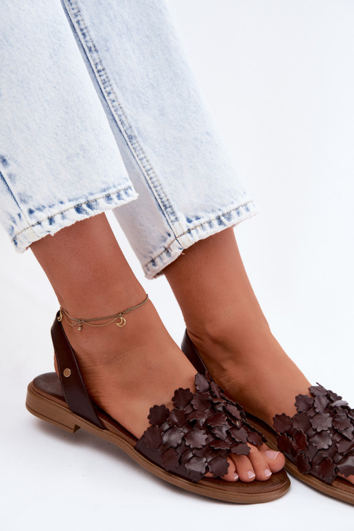 Sandales pour femmes avec des talons larges Zazoo 40468 CzekoladoÀe