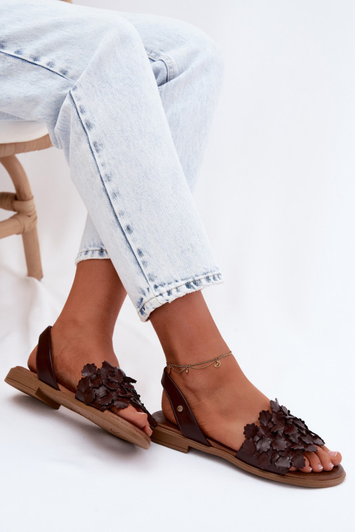 Dames sandalen met brede hakken Zazoo 40468 in chocolade