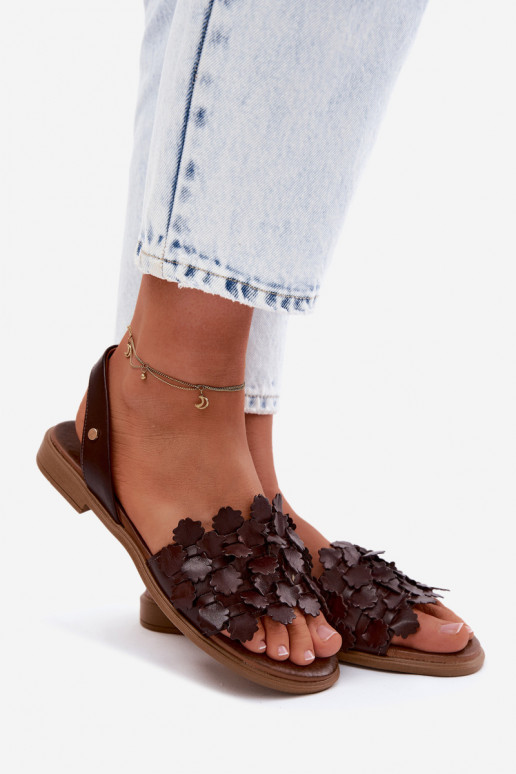Dames sandalen met brede hakken Zazoo 40468 in chocolade