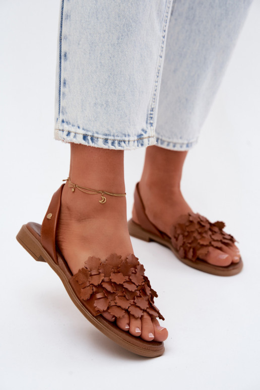 Sandales pour femmes à talons larges Zazoo 40468 en brun