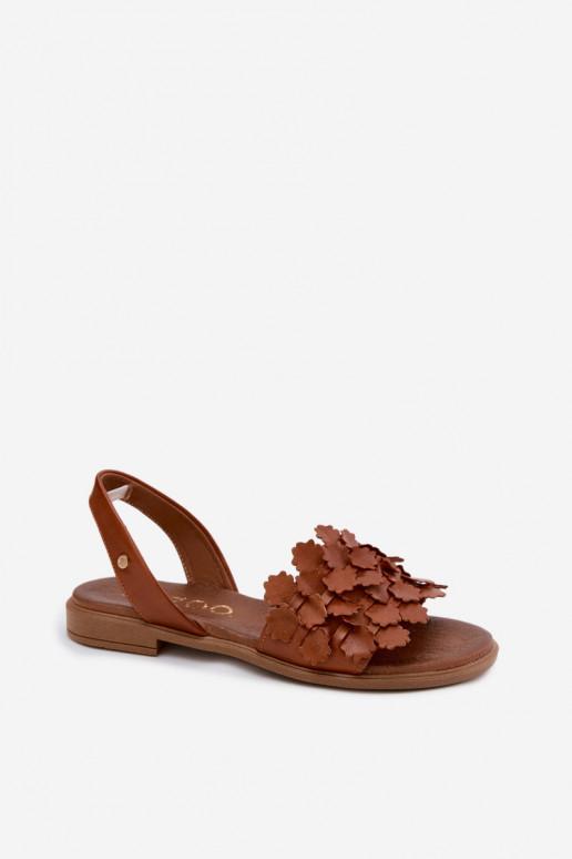 Sandales pour femmes à talons larges Zazoo 40468 en brun