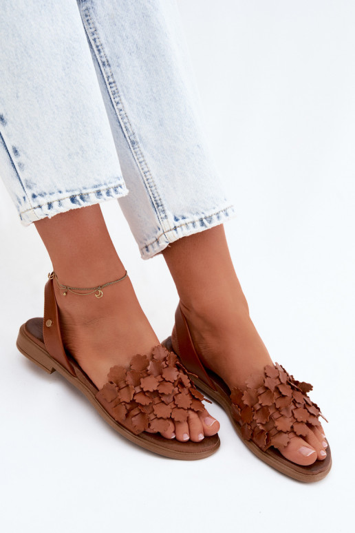 Dames sandalen met brede hakken Zazoo 40468 in bruin