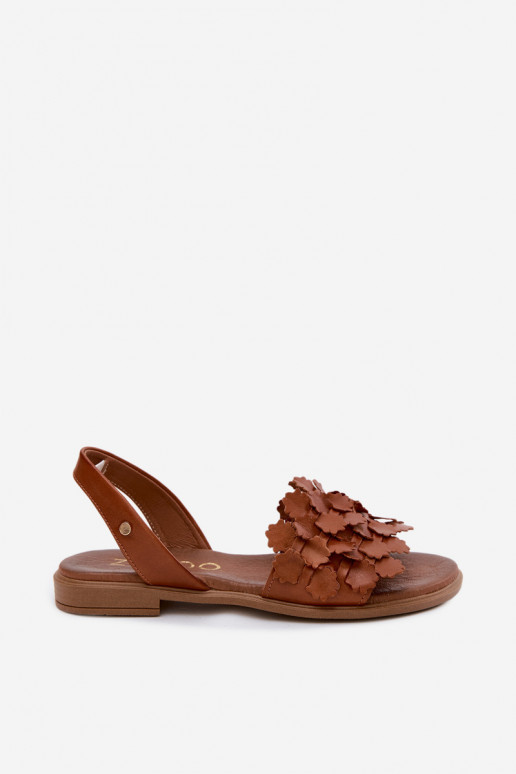 Sandales pour femmes à talons larges Zazoo 40468 en brun