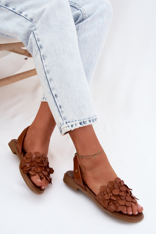 Damen-Sandalen mit breiten Absätzen Zazoo 40468 in Braun