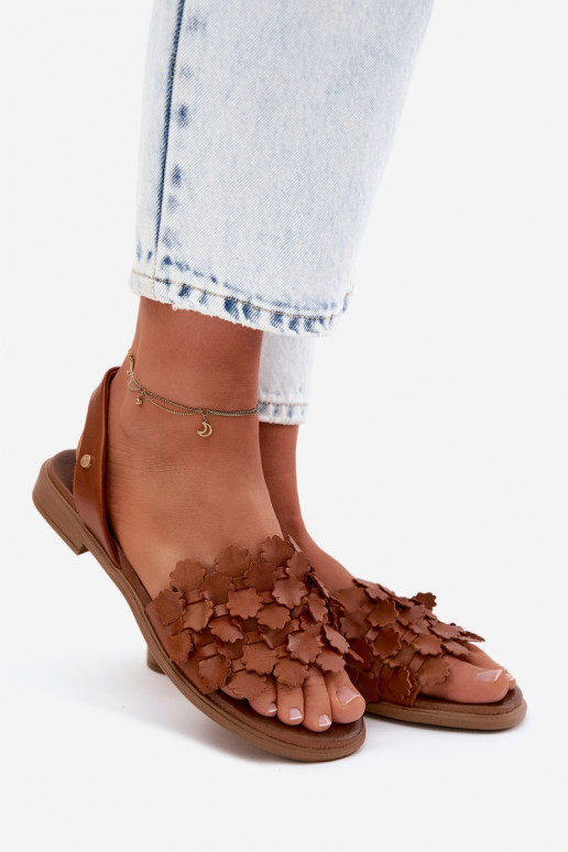 Sandales pour femmes à talons larges Zazoo 40468 en brun