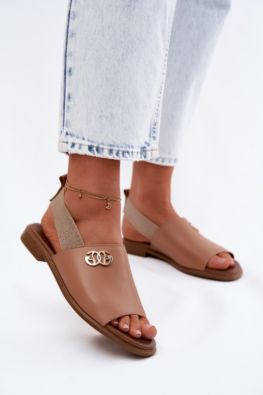 Sandales pour femmes dorées avec détails Zazoo 40473 en brun