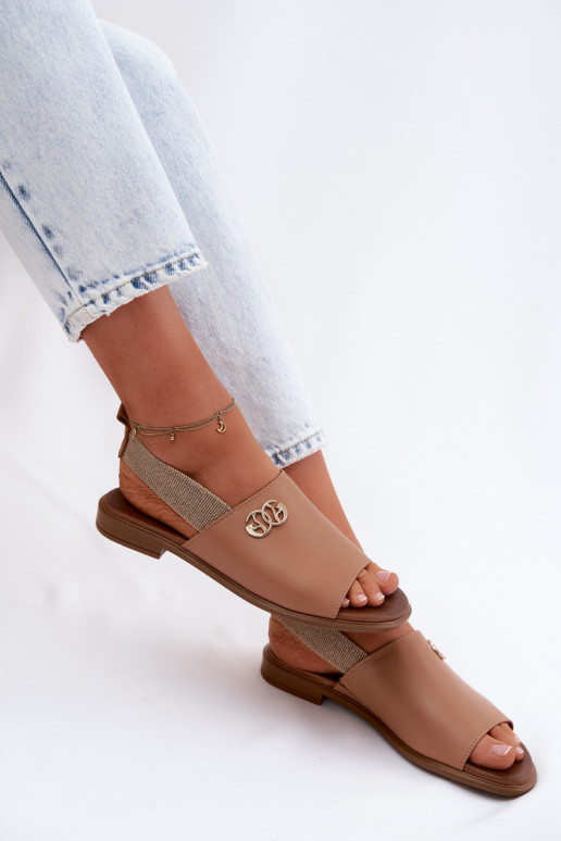 Damen-Sandalen in Gold mit Details Zazoo 40473 in Braun