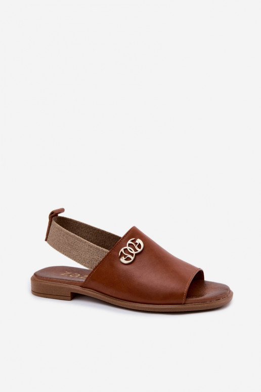 Dames sandalen in goud met details Zazoo 40473 in bruin
