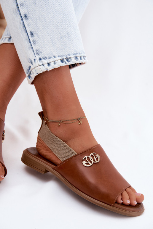 Sandales pour femmes dorées avec détails Zazoo 40473 en brun