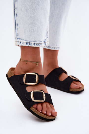 Dames slippers met kurkzool en gespen Lee Cooper LCIN-26-35-4455L in zwart 2