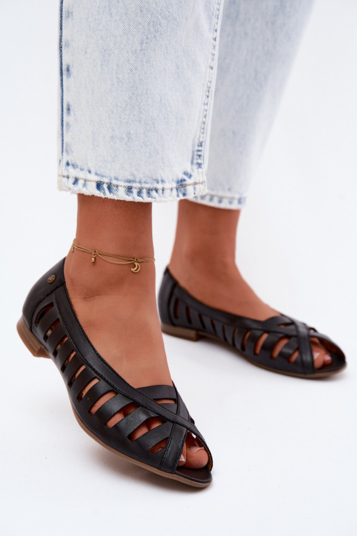 Peau Ballerines ajourées Il fautciejka P7540-01 couleur noire