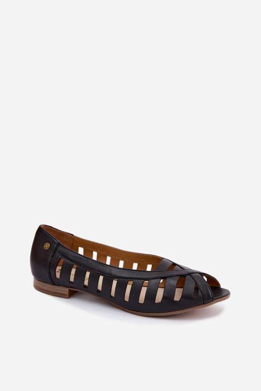 Ausschnitt Ballerinas in Schwarz Tai turiciejka P7540-01