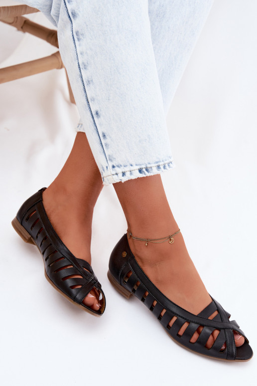 Peau Ballerines ajourées Il fautciejka P7540-01 couleur noire