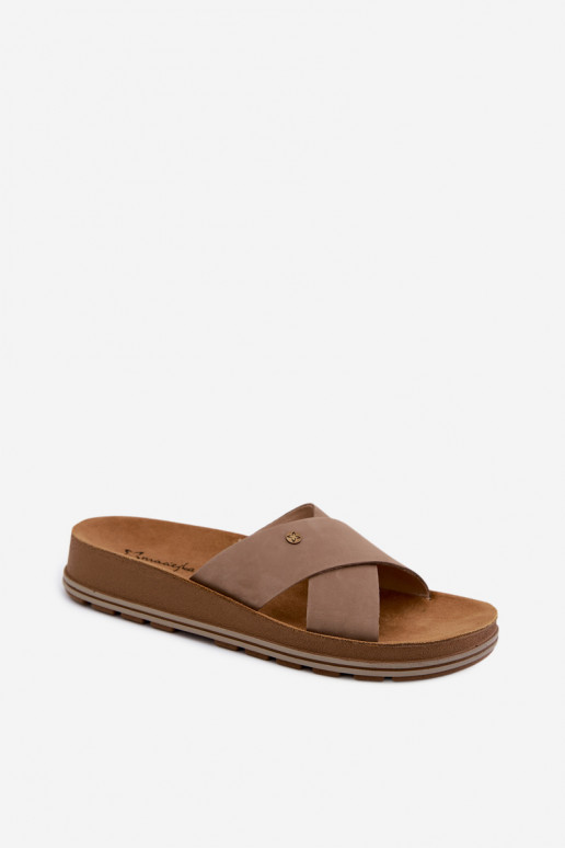 Chaussons pour femmes en suédine Tai turiciejka P7504-04 couleur sable