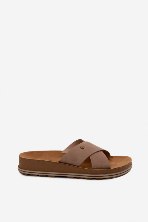 Peau Chaussons femme en daim Il fautciejka P7504-04 beige