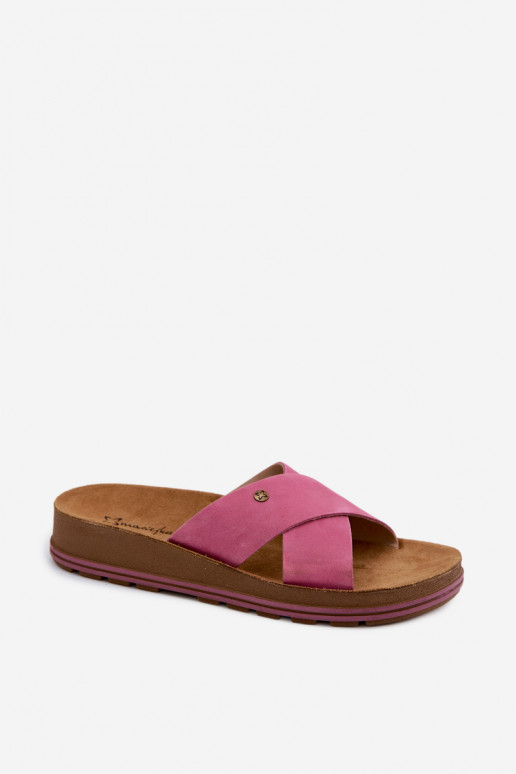 Faux suede dames slippers Tai turiciejka P7504-15 roze