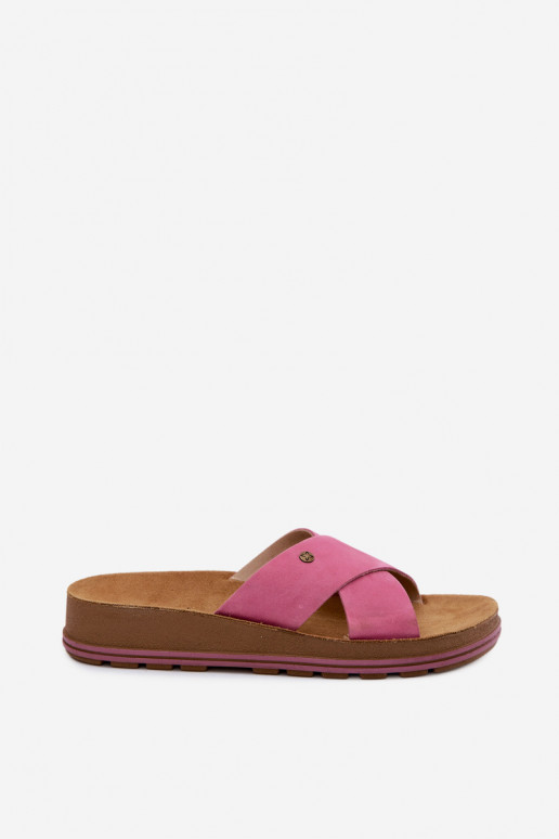 Faux suede dames slippers Tai turiciejka P7504-15 roze