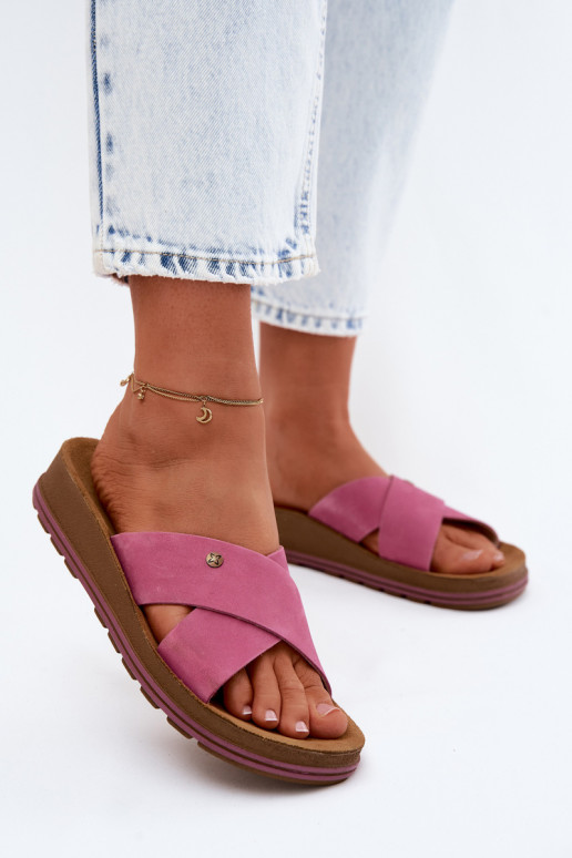 Faux suede dames slippers Tai turiciejka P7504-15 roze