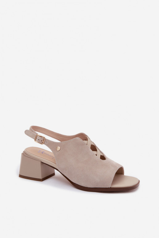 Sandalen met faux suede hakken Tai turiciejka K7521-22 ivoorkleur