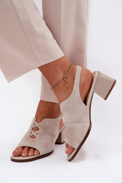 Sandalen met faux suede hakken Tai turiciejka K7521-22 ivoorkleur